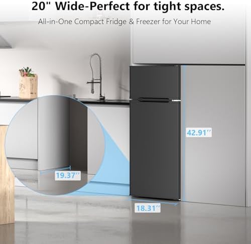 4.5 Cu.Ft Mini Fridge with Freezer, 2 Door Compact Refrigerator, Small Fridge with Adjustable Thermostat Energy Ultra Quiet, Mini Fridge Removable Glass Shelves for Bedroom Office Dorm-Satin Black - Image 4