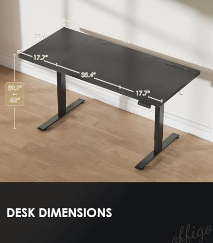 OffiGo 71 Inch Executive Electric Standing Desk Height Adjustable, Black - Image 4