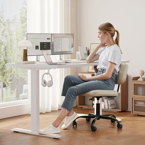 Klicelor 63 Inch Large Electric Standing Desk, Height Adjustable Office Desk, Sit Stand Up Computer Gaming Desk with Memory Preset, Three-Piece Desktop, White - Image 2