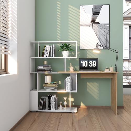 Mondeer 41.7" L-Shaped Desk with 4-Tier Shelves for Home Office - Image 2