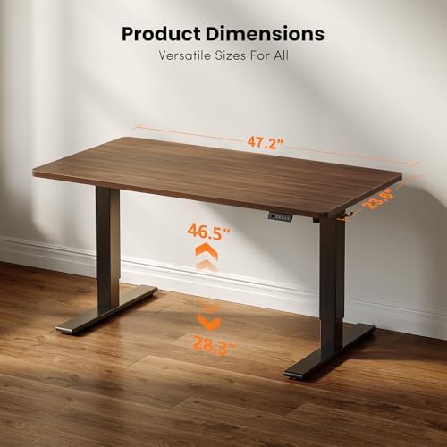 CubiCubi 48 x 24 Electric One-Piece Standing Desk, Black Walnut - Image 2