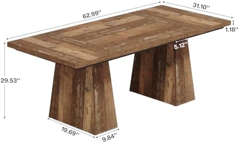 Tribesigns 63-Inch Executive Desk, Large Office Computer Desk with Double Pedestal, Modern Simple Workstations Writing Table Conference Table Business Furniture for Home Office, Espresso Brown - Image 2