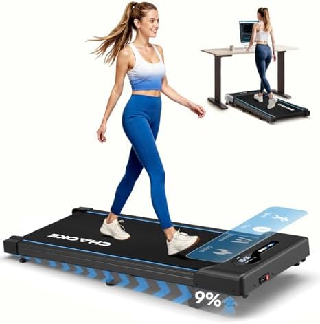 CHAOKE Walking Pad Treadmill for Home, 6.2MPH Under Desk Walking Pad with 9% Incline for Office Small Spaces, 2.75HP Quiet Running Machines, Remote Control, 330LBS Capacity, 12 HIIT Programs by CHAOKEEXERCISEBIKE