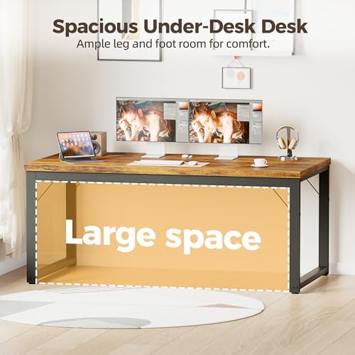 Mericonia 48 Inch Computer Desk, 1" Thick Small Office Table, Brown - Image 6