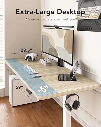 HUANUO 60 x 30 Inch Large Electric Standing Desk, Brushless Motor, Natural - Image 4