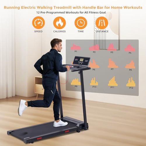 Small Treadmill for Home, Walking Pad Treadmill with Incline and Handle Bar, 3.0HP Electric Under Desk Treadmill for Small Space, 0.6-7.6MPH Portable Mini Exercise Treadmills, 350LBS Capacity - Image 5
