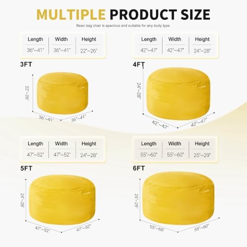 5FT Large Bean Bag Chairs for Adults,Beanbag with Washable Cover - Image 2