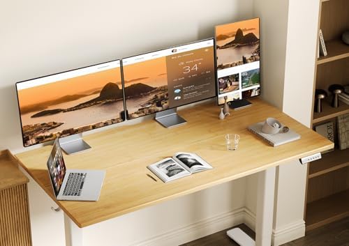 Claiks Electric Height Adjustable Standing Desk, 55x24 Inch, Bamboo - Image 2