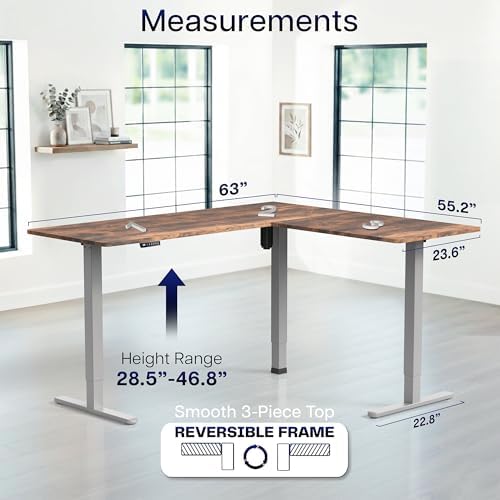 VIVO Rustic Vintage Brown 63 x 55 in Corner Standing Desk, DESK-E3CTGN - Image 5