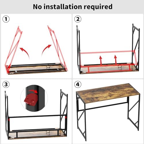 Elephance Folding Desk Writing Computer Desk for Home Office No-Assembly - Image 4