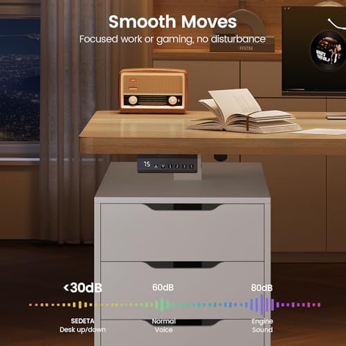 SEDETA 55" Electric Standing Desk with 6 Drawers, Adjustable Stand up Desk with Storage, Computer Desks with Power Outlets for Home Office, White + Oak - Image 6