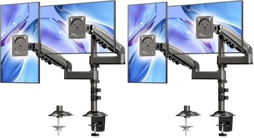 HUANUO 17-32 Inch Dual Monitor Stand, Vertical Dual Monitor Mount, Monitor Stand 2 Monitors, Ergonomic Adjustable Tilt/Swivel/Rotate, Weight Max 19.8 lbs, VESA 75/100mm (Pack of 2) by HUANUO