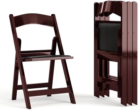 Flash Furniture Hercules Series Folding Chairs for Weddings and Formal Events, Stackable Commercial Event Seats with 1,000-lb. Static Weight Capacity, Set of 4, Red Mahogany by FlashFurniture