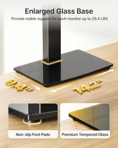 monTEK Powered Stacked Dual Monitor Stand for 17-32", Glass Base - Image 5