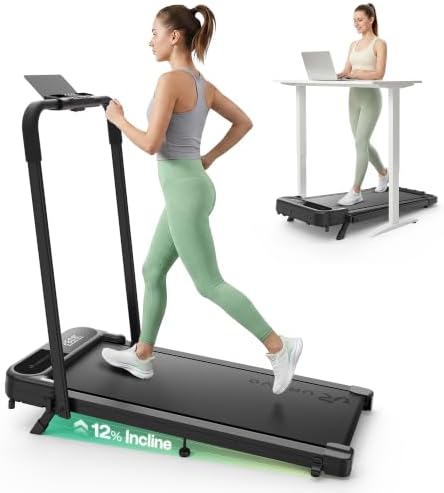 UREVO Strol 2E Pro Smart Walking Pad Treadmill with APP, 12% Incline, Compact Walking Pad with Safety Handle, Plug & Play, Desk Treadmill with LED Display, Walking & Running for Home Office by UREVO