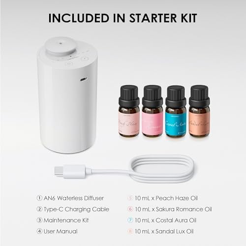Airversa AN6 Waterless Essential Oil Diffuser Starter Kit, White - Image 6