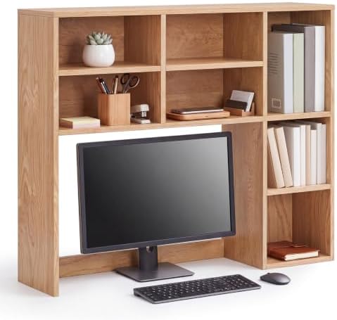 Vercraft Natural Wood College Desktop Bookshelf Dorm Desk Hutch Organizer by Vercraft