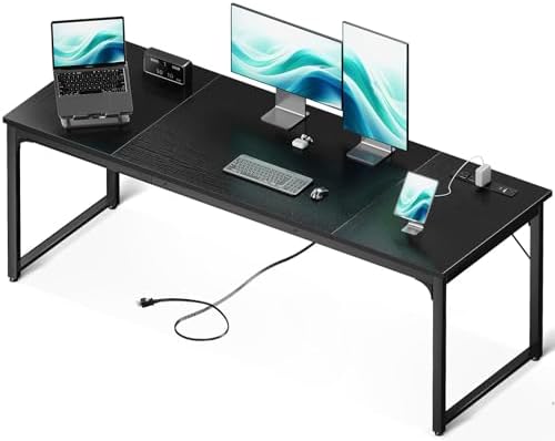 Coleshome 71 Inch Computer Desk with USB Ports, Large Office Desk, Long Study Student Writing Desk, Black by Coleshome