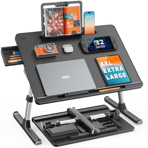 Laptop Lap Desk for Bed, SAIJI X-Large Adjustable Laptop Table by SAIJI