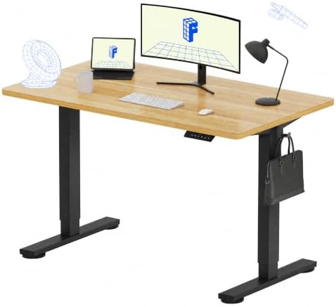 FLEXISPOT EN1 48"x24" One-Piece Standing Desk, Maple (Black Frame) by Unknown