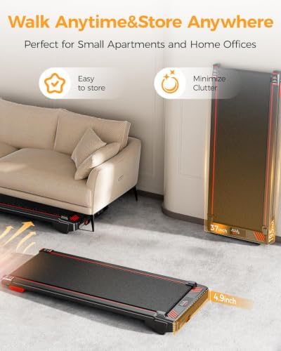 Walking Pad Treadmill, BestGod Incline Under Desk Treadmill 330lbs Capacity, 2.5HP Portable Treadmills for Home, Compact Treadmills Mini Running Machine with Remote Control - Image 5