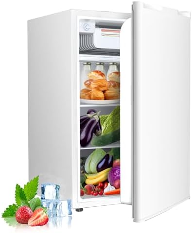 Electactic 4.5 Cu.ft Mini Fridge with Freezer, Compact Refrigerator with Reversible Single Door, Adjustable Thermostat, Low Noise, Energy Efficient for Office, Dorm, Bedroom, Apartment White by Electactic