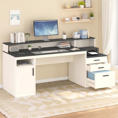 YOMILUVE 65" Computer Desk with 3 Drawers & Printer Shelf for Home Office - Image 3