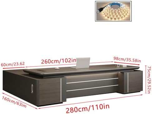 Executive Office Desk with Storage Cabinet,Modern l Shaped Executive Desk,50MM Thick Desktop for CEO Office, Reception & Commercial Workspace - Image 2