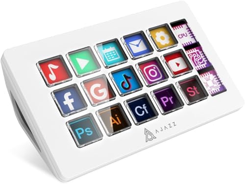 Attack Shark AKP153 Studio Deck, Stream Controller, 15 Macro Keys, Trigger Actions in Apps and Software Like OBS, YouTube, Twitch, Custom Console for Photo and Video Editing, Live Streaming (White) by ATTACKSHARK