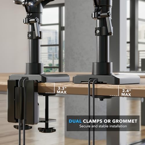 Mount-It! Triple Monitor Desk Stand, USB-A & C, Black - Image 5