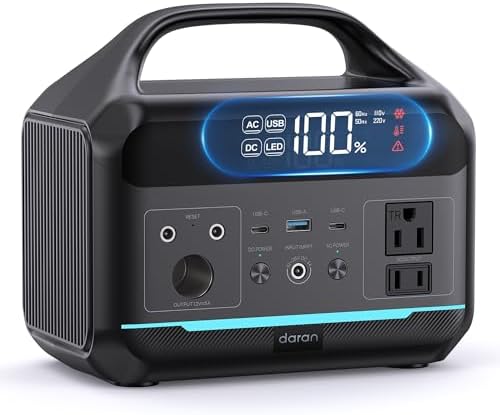 DARAN Portable Power Station 300W, 192Wh LiFePO4 Battery, Solar Generator with 110V AC Outlet & 8 Ports,Battery Backup for Camping, RV, Home Emergency Backup by DARAN