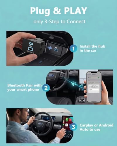 Wirelees Carplay for Ford F-150 Lincoln 2016-2023 SYNC 3.4 Auto USB Hub - Image 6
