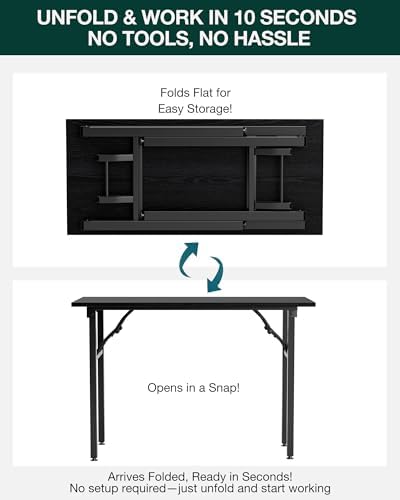 Frylr Small Folding Computer Desk – Portable 43.3 Inch Foldable Laptop Table, Collapsible and Compact for Easy Storage and Fast Setup, Lightweight for Small Spaces, Craft and Study Use, Dark Oak - Image 3