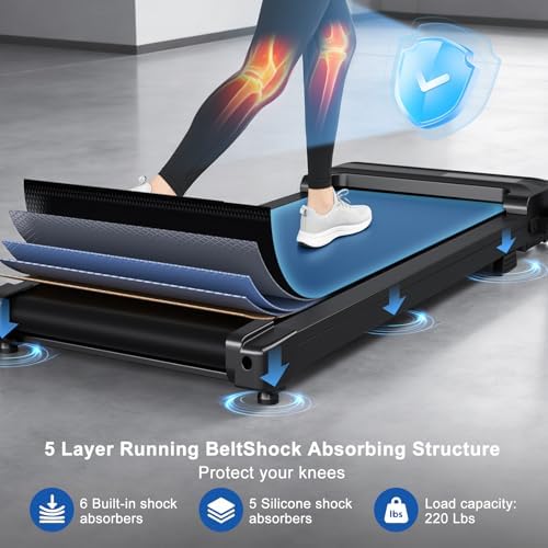 Treadmills for Home Walking Pad Machine- Foldable Treadmill with Handle Bar for Running Jogging Gym Compact Portable Small Caminadora Electrica Folding Quiet Tred Mills Motor & LED Dispay Pcrignbm - Image 5