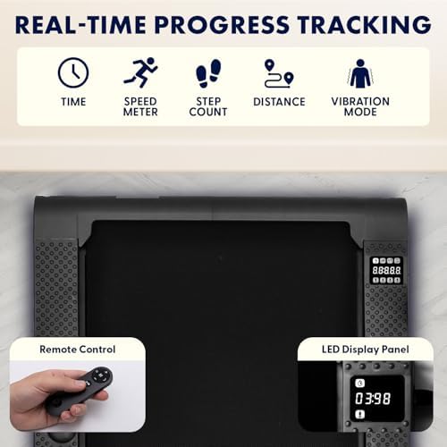Squatz 2-in-1 Walking Pad Treadmill with Vibration Plates, Compact Under Desk Walking Pad with Remote Control, LED Display, Non-Slip Belt, Quiet 1.0HP Motor for Home or Office Workout (Black) - Image 5