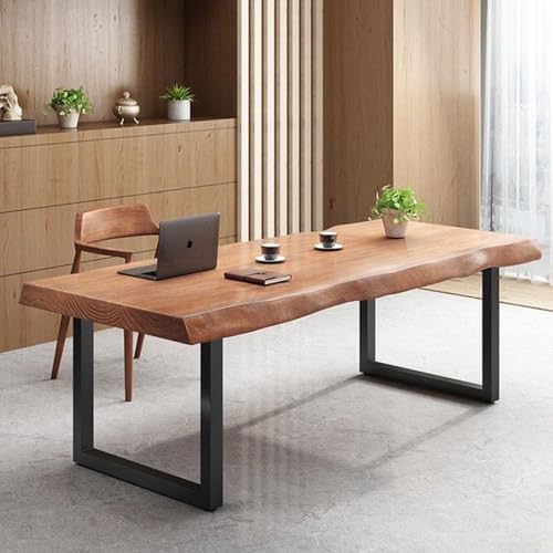 Stylish Solid Wood Office Desk with Sturdy Metal Base - Durable Multi-Size Executive Computer & Dining Table - Perfect for Home Office & Work Environments (Brown, 47in) - Image 4