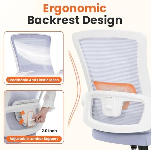 NEO CHAIR Office Desk Chair High Back Mesh Chair Adjustable Lumbar, Purple - Image 3