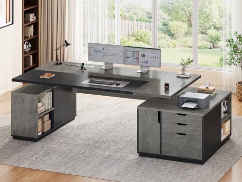 SEDETA 77.1" Executive Large Electric Standing Desk, Grey by SEDETA