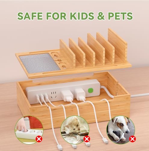 Pezin & Hulin Bamboo Charging Station-Natural, (No USB Charger and Cables) - Image 3