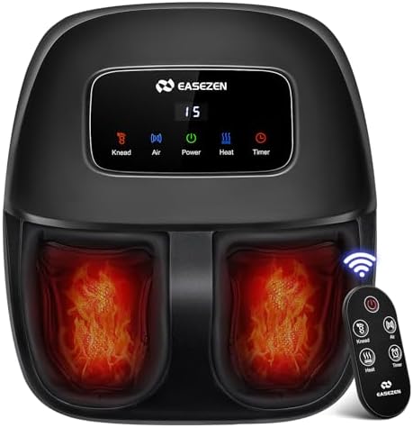 EaseZen Shiatsu Foot Massager Machine with Heat & Remote, 2026 Upgraded Deep Kneading, for Plantar Fasciitis, Neuropathy, FSA Eligible, Birthday Gifts for Women Mom Men Dad, Up to Foot Size 14 by EaseZen