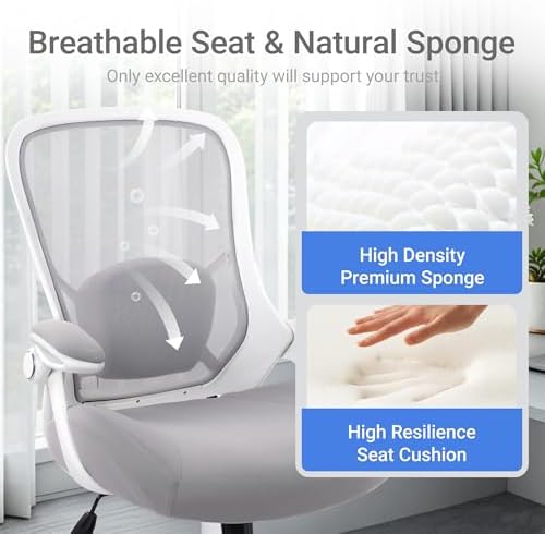 HYLONE 400lbs Heavy Duty Office Chair, Computer Desk Chair Grey - Image 4