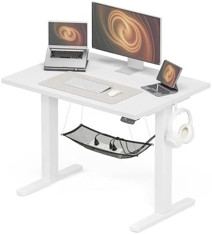 Acrolix 40x24 Electric Standing Desk with Cable Net, White by Acrolix