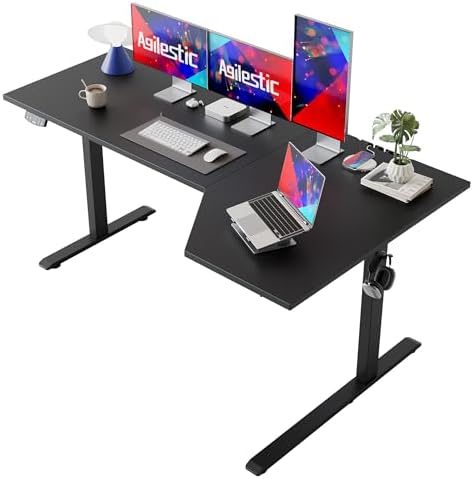Agilestic 63 x 35 Inch Corner L Shaped Electric Standing Desk, Black by Agilestic