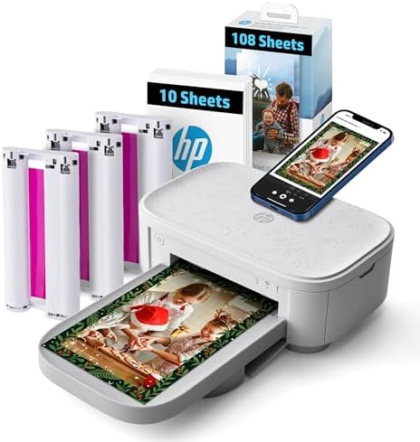 HP Sprocket Studio Plus 4x6 Wireless Instant Photo Printer, 118 Sheets + 3 Cartridges, Wi-Fi, Premium Dye Sublimation, Compact Home Use, Prints Vibrant Color Pictures, Editing App for Fun Photos by HP