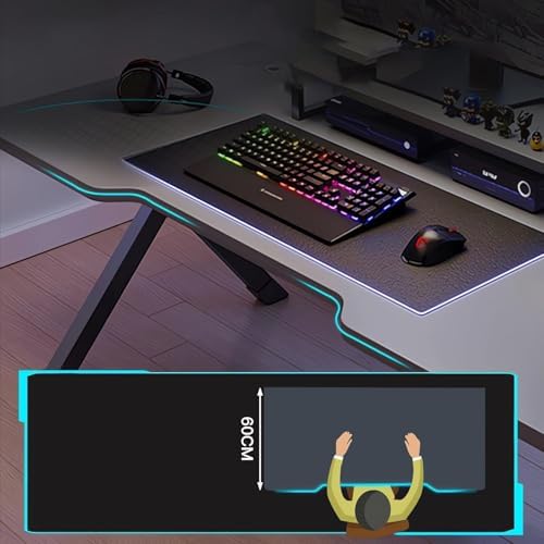 Large Gaming Desk, K-Shaped PC Gaming Table for Home Office, Ergonomic Computer Desk, Space-Saving, Easy Assembly (Black 55 Inch) - Image 3