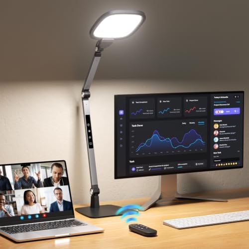 LED Desk Lamp for Home Office Video Calls, Reading, Swing Arm Task Lights by Kaulsoue