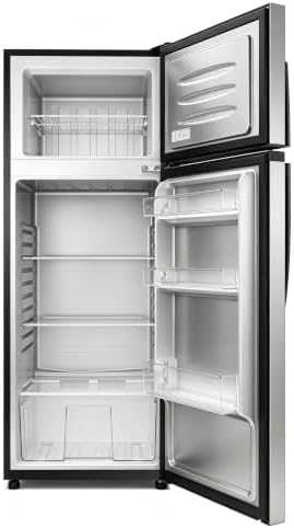 7.5 Cu.Ft Compact Refrigerator, Silver Double Door Mini Fridge with Upper Freezer & Lower Fresh‑Food Compartment, Quiet Energy Saving Small Refrigerator for Apartment, Dorm, Rental Home - Image 3