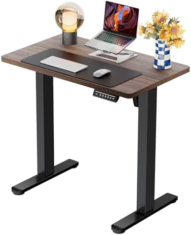 ErGear Height Adjustable Electric Standing Desk, 32 x 19 Inches Sit Stand up Desk, Memory Computer Home Office Desk, Dark Walnut by ErGear