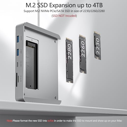 USB C Hub for iMac 24 inch 2021/2023/2024, 8 in 1 iMac USB Hub with M.2 SSD Expansion (SSD Not Included)，with USB A/C 3.2 10Gbps, SD/TF, HDMI iMacM1 M3 M4 Dock Accessories - Image 4