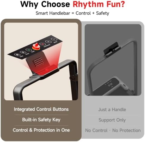 RHYTHM FUN Incline Walking Pad with Handle Bar, 37.5" Runng Belt, 300 LBS - Image 3